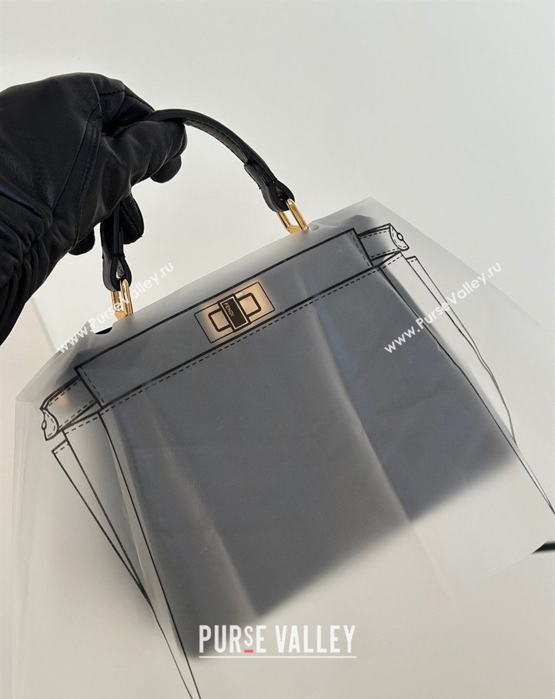 Fendi Peekaboo ISeeU Petite Bag in Shiny Chevron Eel Embossed Leather Black 2026 8701 (CL-260409107)