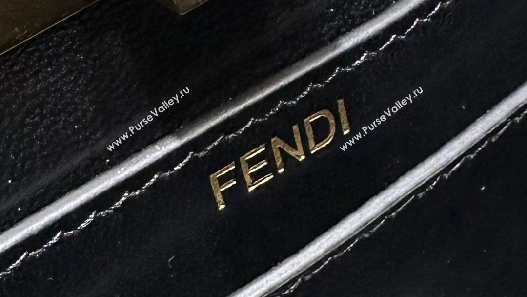 Fendi Peekaboo ISeeU Petite Bag in Shiny Chevron Eel Embossed Leather Black 2026 8701 (CL-260409107)