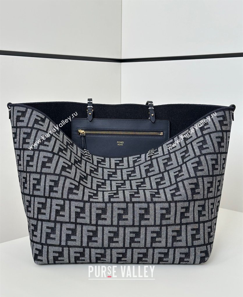 Fendi Large Roll Reversible shopper Tote Bag in FF jacquard and Denim Royal Blue 2026 8661L (CL-260409097)