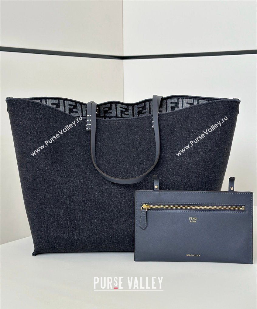 Fendi Large Roll Reversible shopper Tote Bag in FF jacquard and Denim Royal Blue 2026 8661L (CL-260409097)