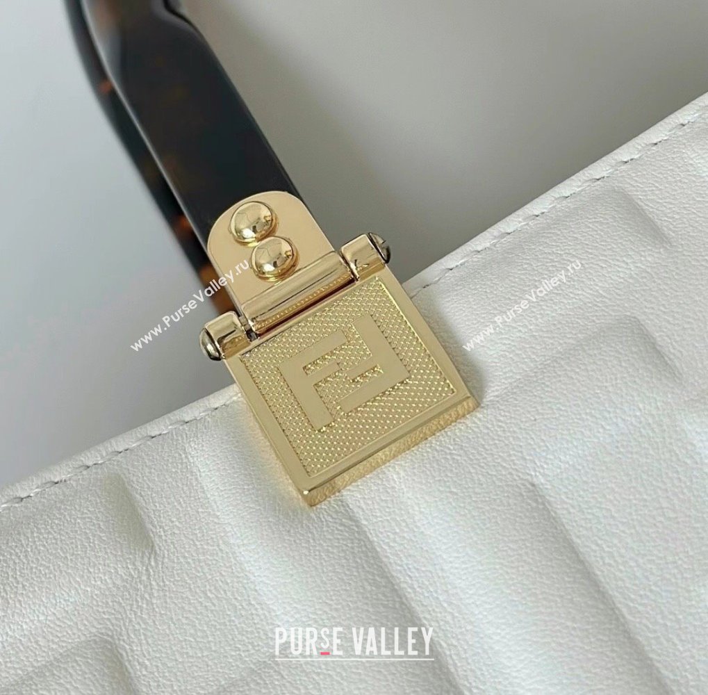 Fendi Sunshine Shopper Medium Bag in FF Leather White 2025 8597L (CL-250628016)