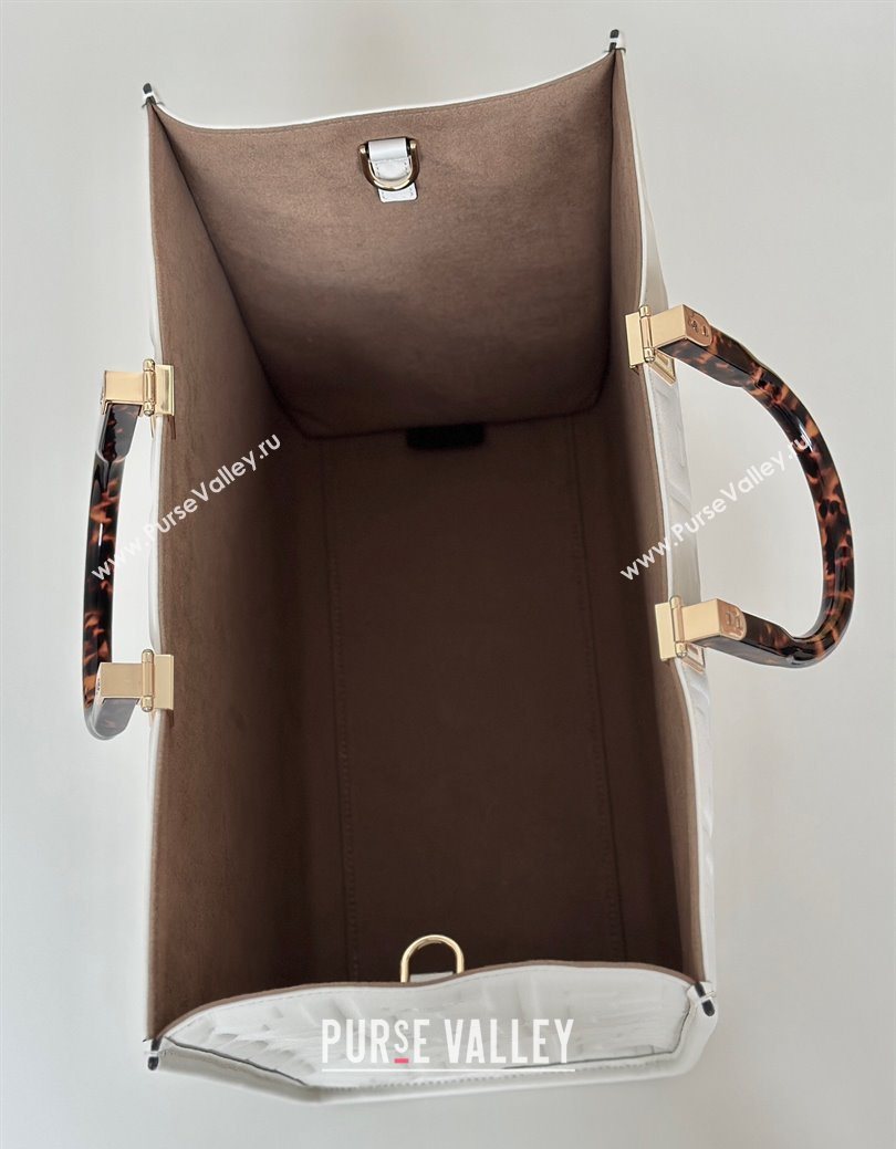 Fendi Sunshine Shopper Medium Bag in FF Leather White 2025 8597L (CL-250628016)