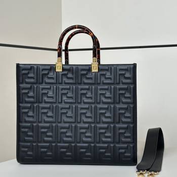 Fendi Sunshine Shopper Medium Bag in FF Leather Black 2025 8597L (CL-250628017)
