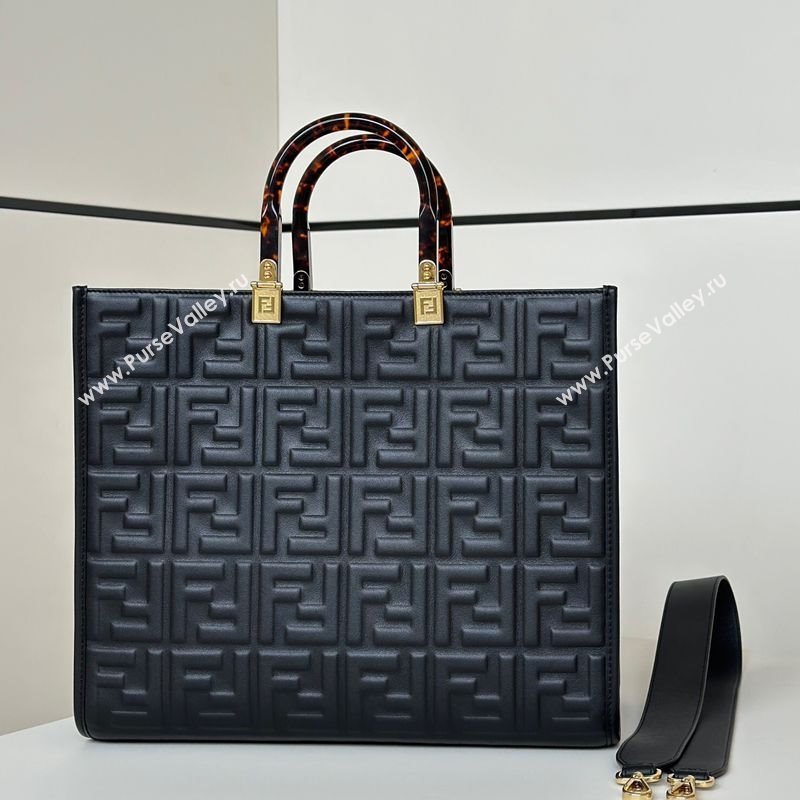 Fendi Sunshine Shopper Medium Bag in FF Leather Black 2025 8597L (CL-250628017)