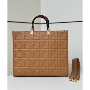 Fendi Sunshine Shopper Medium Bag in FF Leather Brown 2025 8597L (CL-250628018)