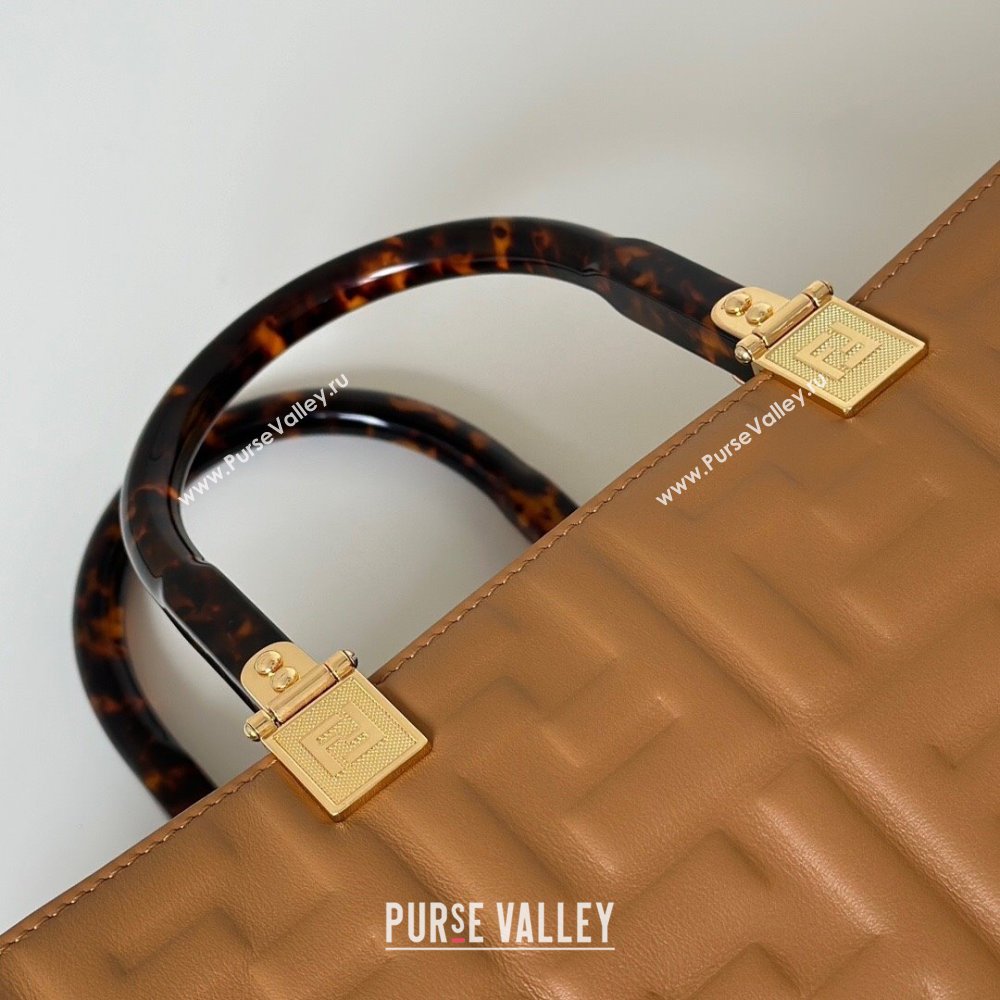 Fendi Sunshine Shopper Medium Bag in FF Leather Brown 2025 8597L (CL-250628018)