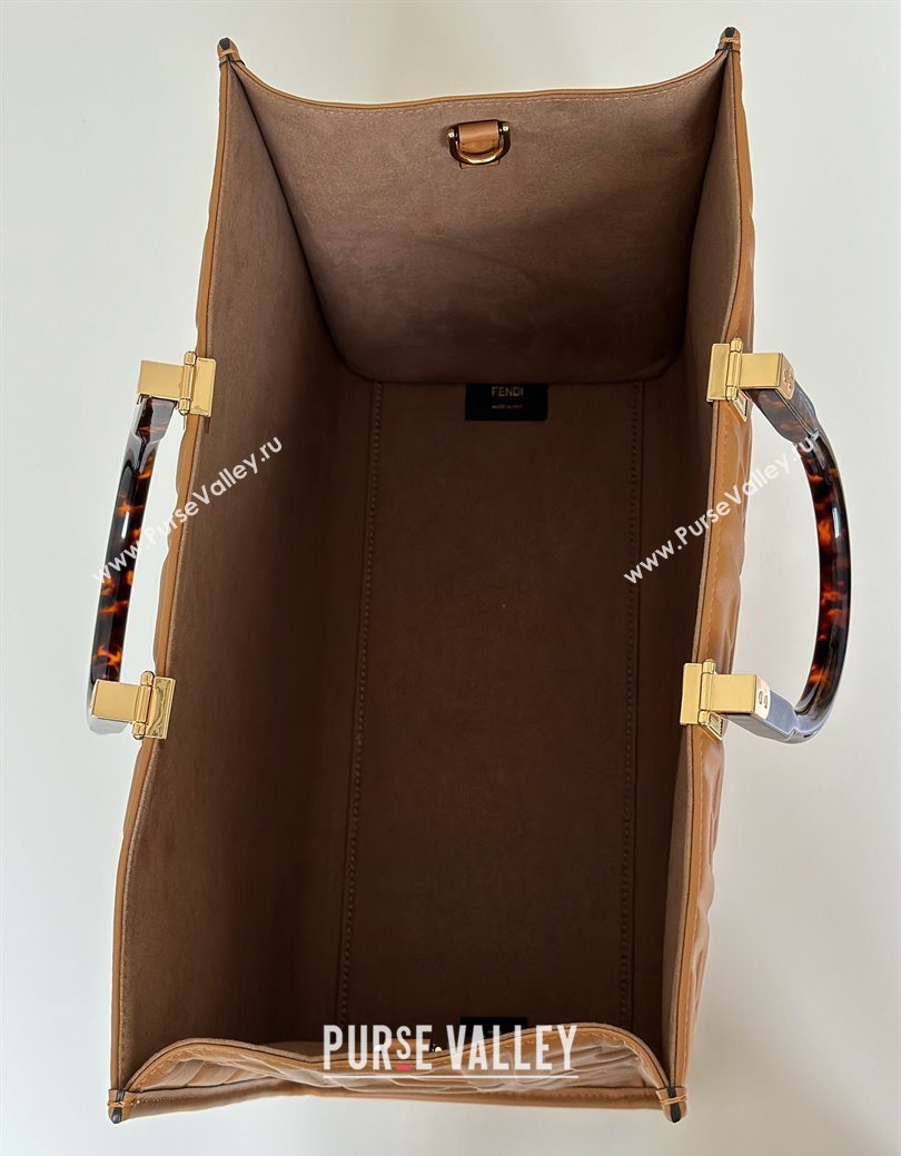 Fendi Sunshine Shopper Medium Bag in FF Leather Brown 2025 8597L (CL-250628018)