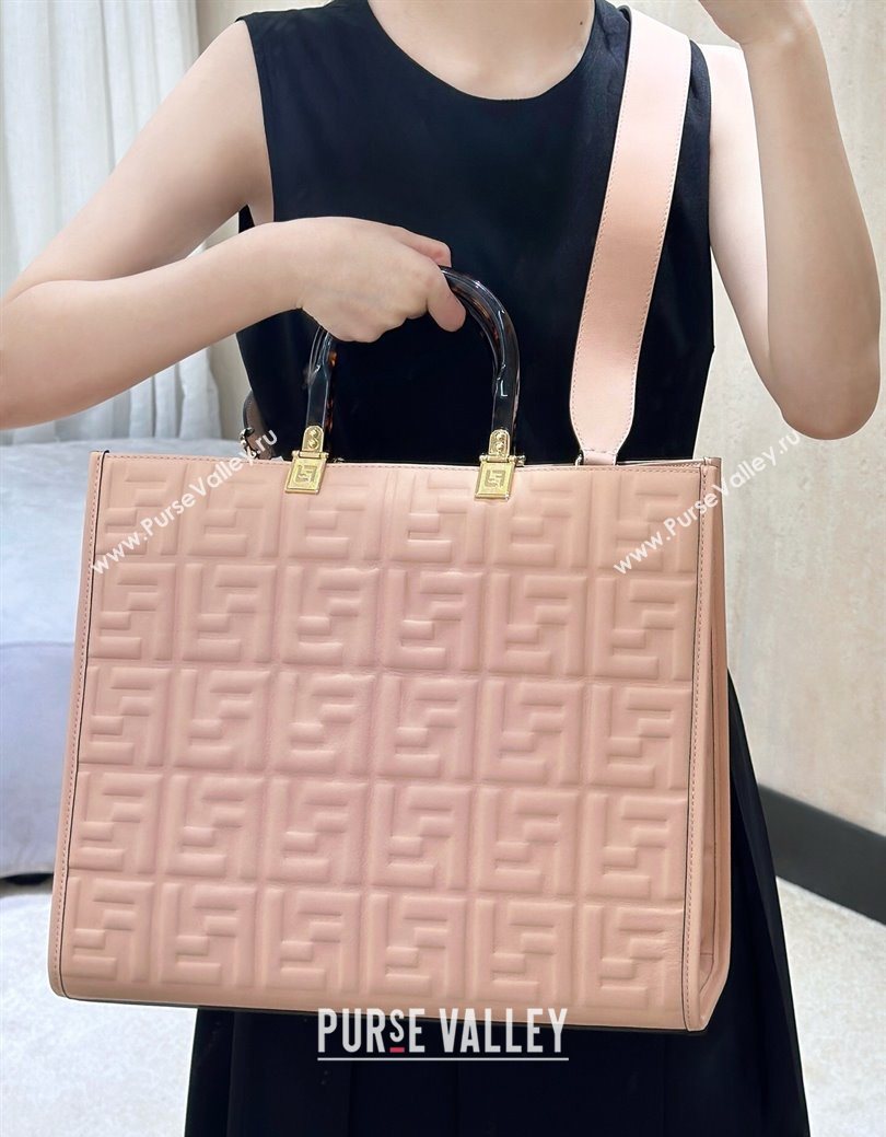 Fendi Sunshine Shopper Medium Bag in FF Leather Pink 2025 8597L (CL-250628019)