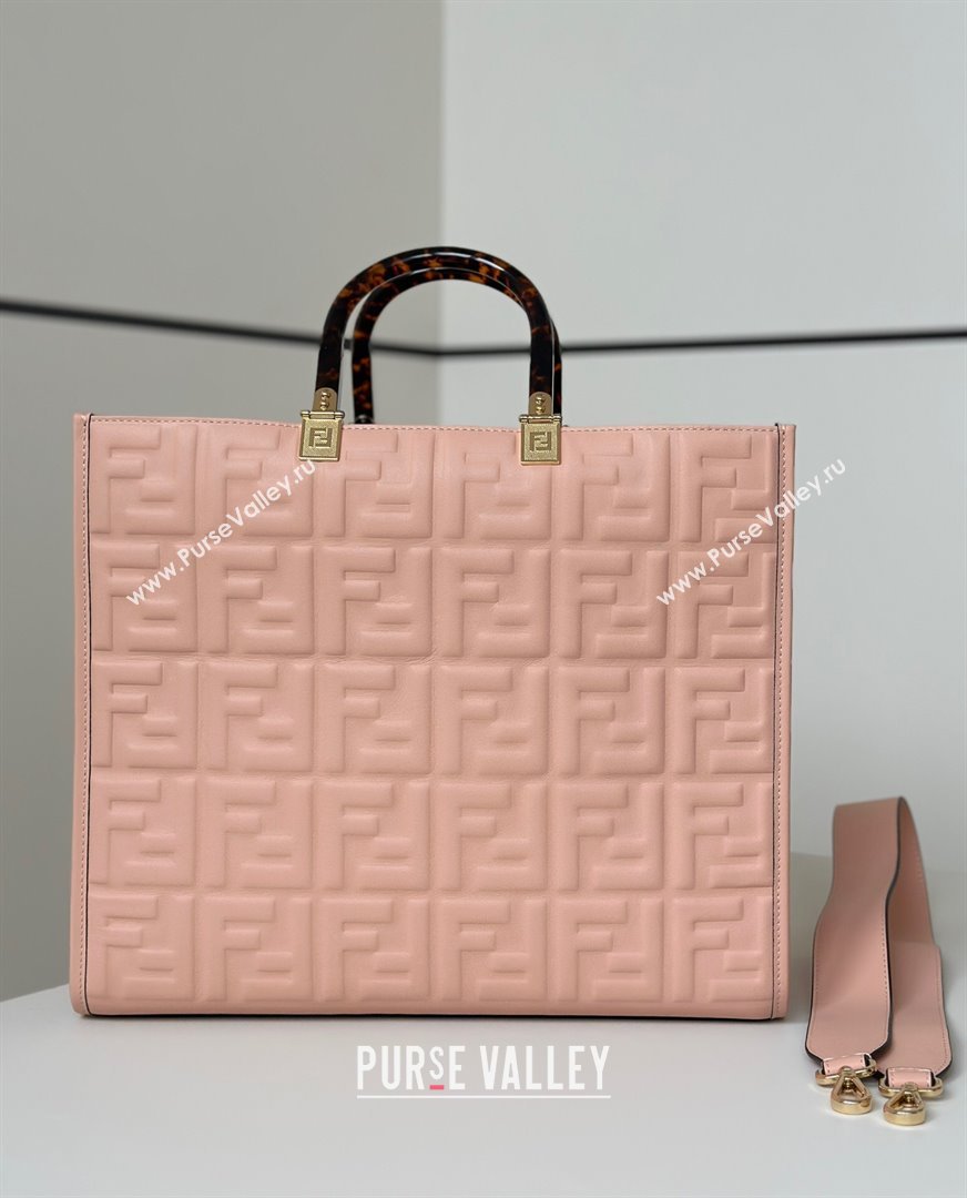 Fendi Sunshine Shopper Medium Bag in FF Leather Pink 2025 8597L (CL-250628019)