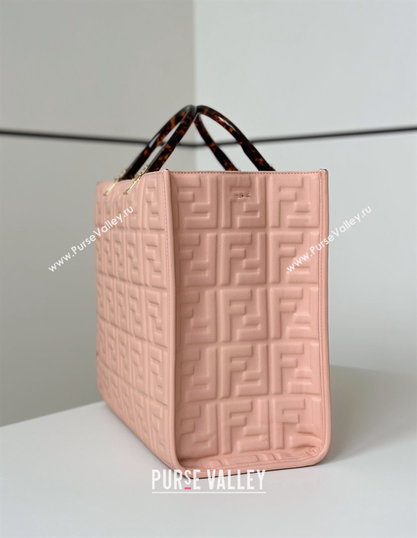 Fendi Sunshine Shopper Medium Bag in FF Leather Pink 2025 8597L (CL-250628019)