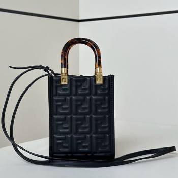 Fendi Mini Sunshine Shopper Bag in FF Leather Black 2025 8597S (CL-250628021)
