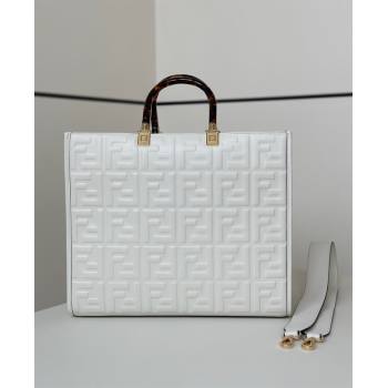Fendi Sunshine Shopper Medium Bag in FF Leather White 2025 8597L (CL-250628016)