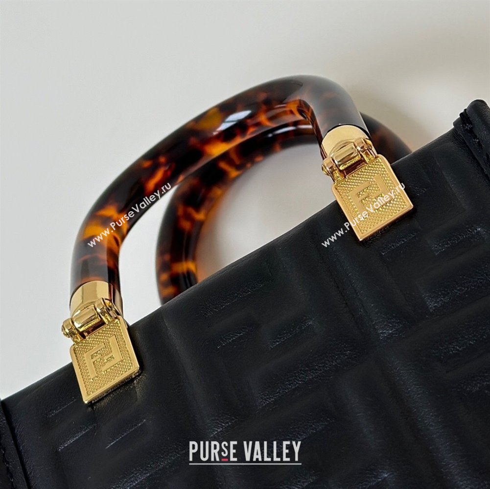 Fendi Mini Sunshine Shopper Bag in FF Leather Black 2025 8597S (CL-250628021)