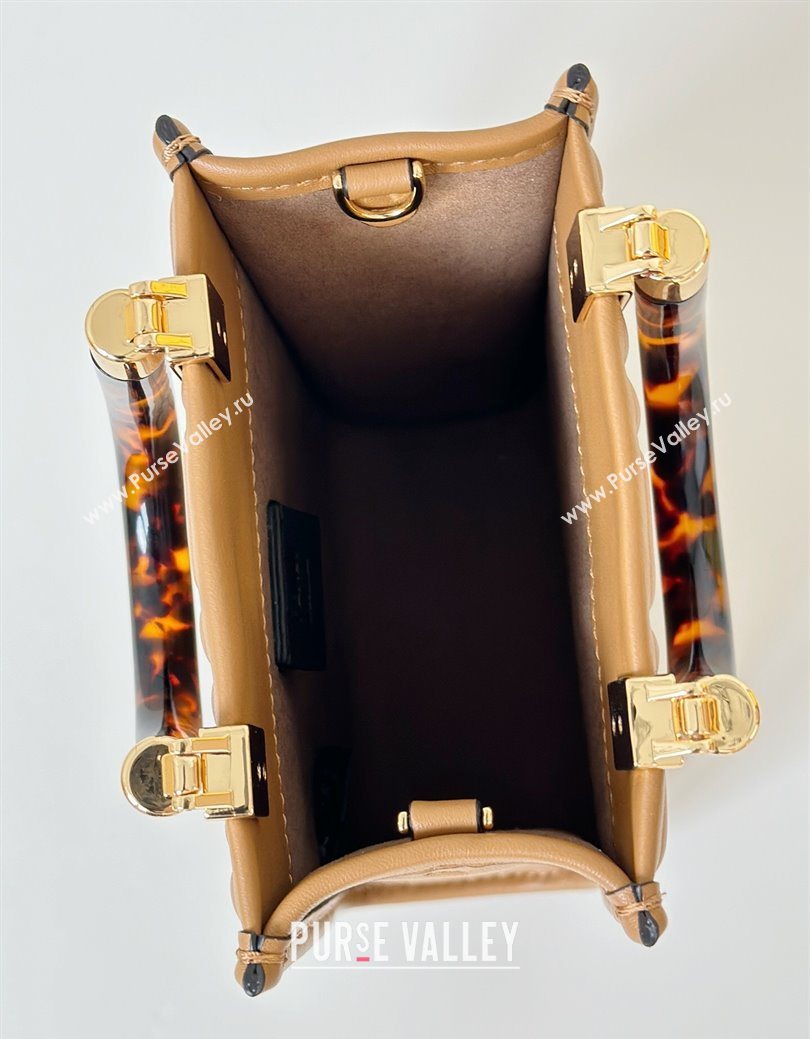 Fendi Mini Sunshine Shopper Bag in FF Leather Brown 2025 8597S (CL-250628022)