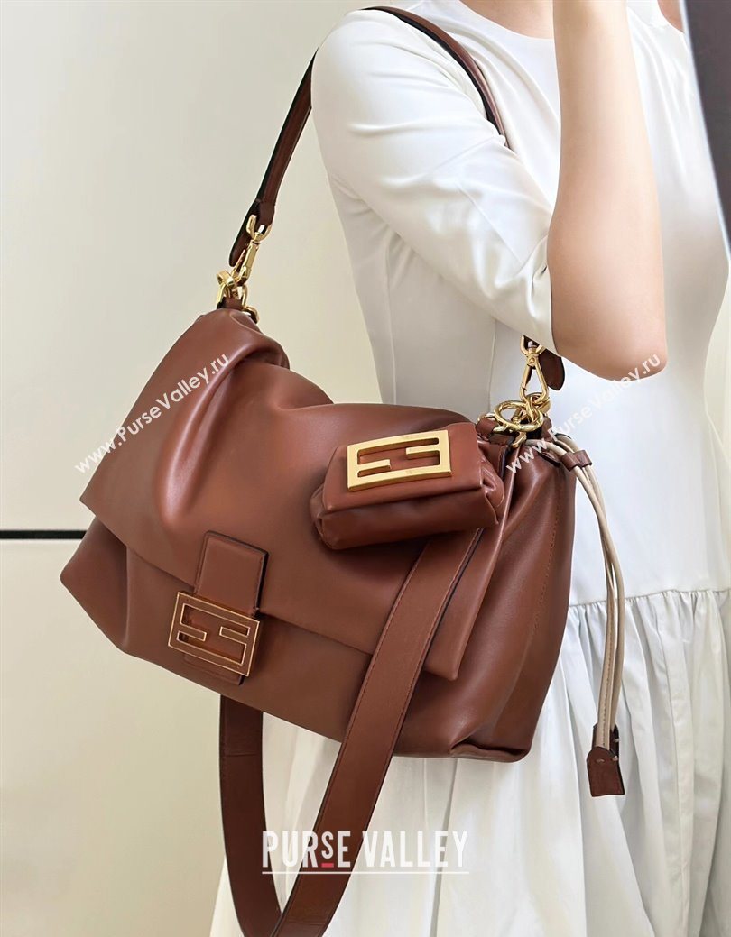 Fendi Mamma Baguette Large Bag in Nappa Leather Brown 2025 8677L (CL-250628003)