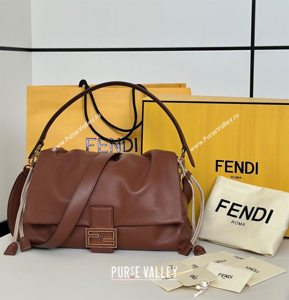Fendi Mamma Baguette Large Bag in Nappa Leather Brown 2025 8677L (CL-250628003)