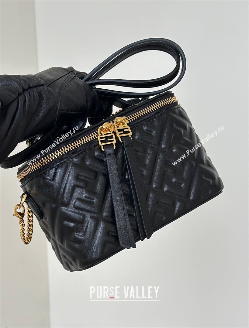Fendi Vanity Mini Bag in Camelia nappa leather Black 2025 8686A (CL-250807002)