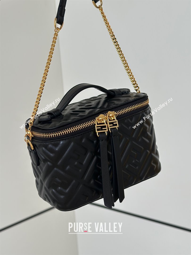 Fendi Vanity Mini Bag in Camelia nappa leather Black 2025 8686A (CL-250807002)