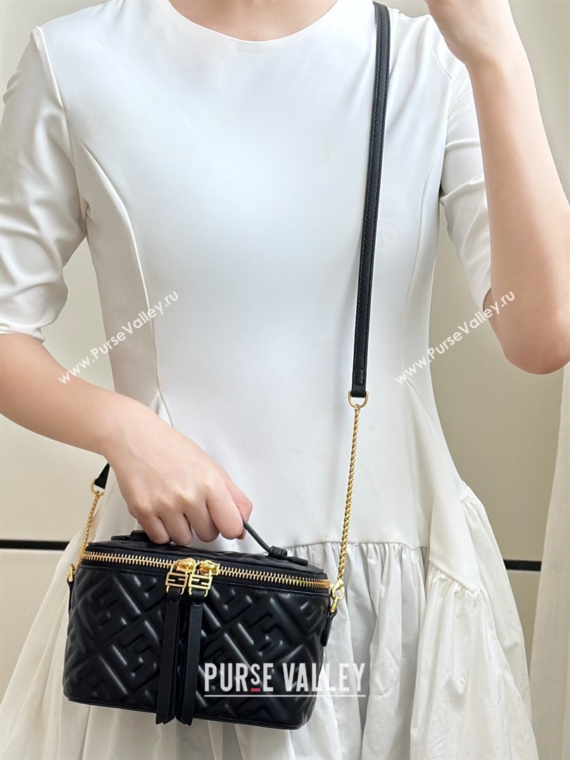 Fendi Vanity Mini Bag in Camelia nappa leather Black 2025 8686A (CL-250807002)