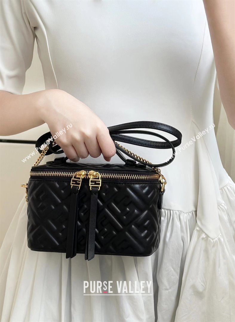 Fendi Vanity Mini Bag in Camelia nappa leather Black 2025 8686A (CL-250807002)