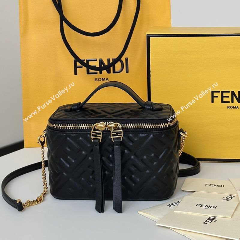 Fendi Vanity Mini Bag in Camelia nappa leather Black 2025 8686A (CL-250807002)