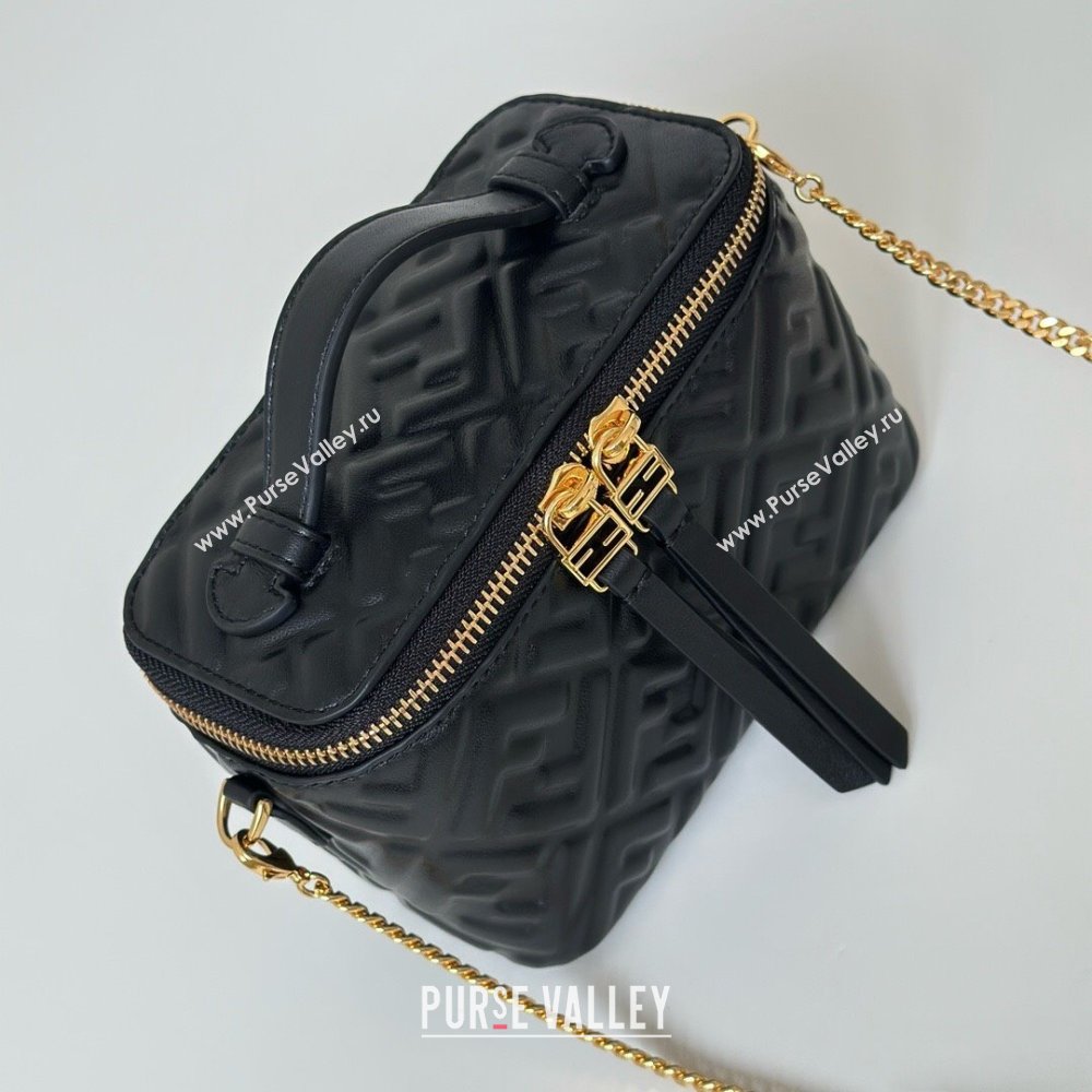 Fendi Vanity Mini Bag in Camelia nappa leather Black 2025 8686A (CL-250807002)