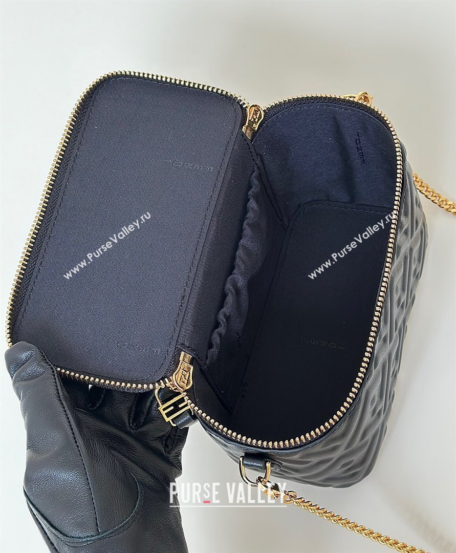Fendi Vanity Mini Bag in Camelia nappa leather Black 2025 8686A (CL-250807002)