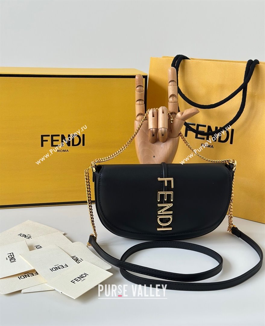 Fendi Fendigraphy Wallet on Chain Mini bag in Leather Black 2025 8687 (CL-250930018)