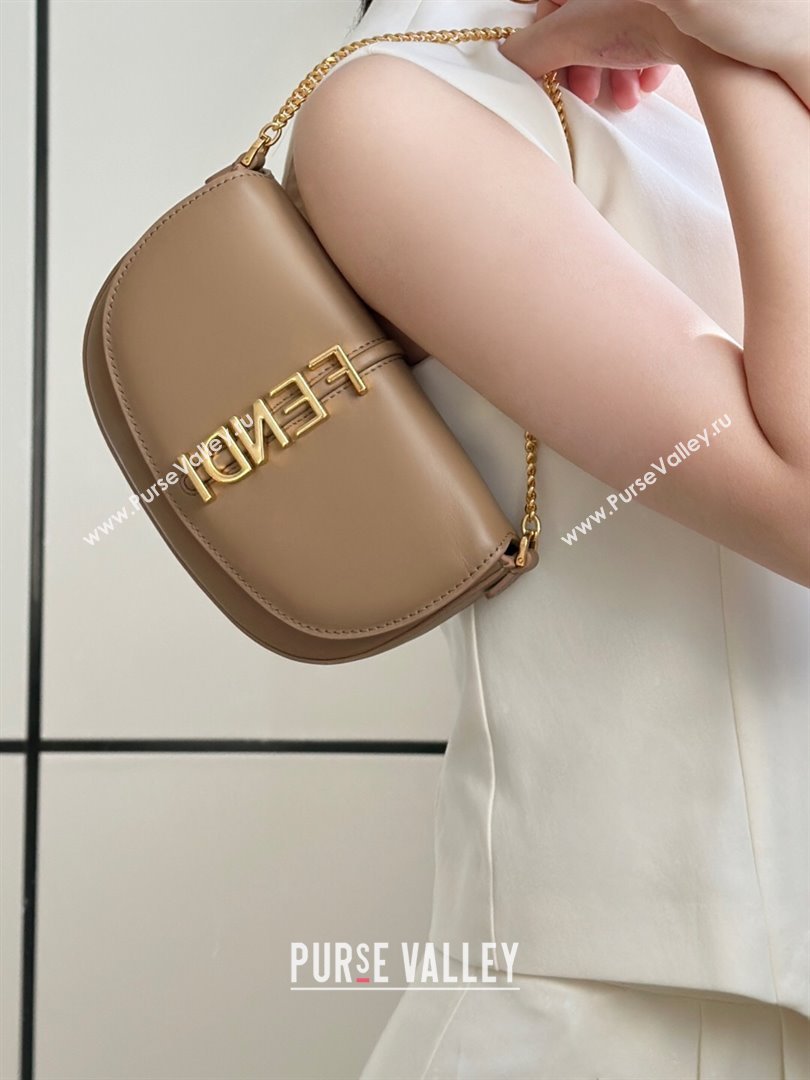 Fendi Fendigraphy Wallet on Chain Mini bag in Leather Apricot 2025 8687 (CL-250930017)