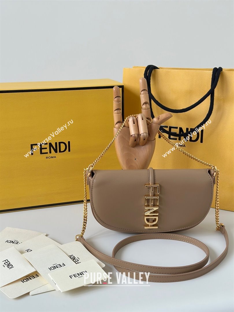 Fendi Fendigraphy Wallet on Chain Mini bag in Leather Apricot 2025 8687 (CL-250930017)