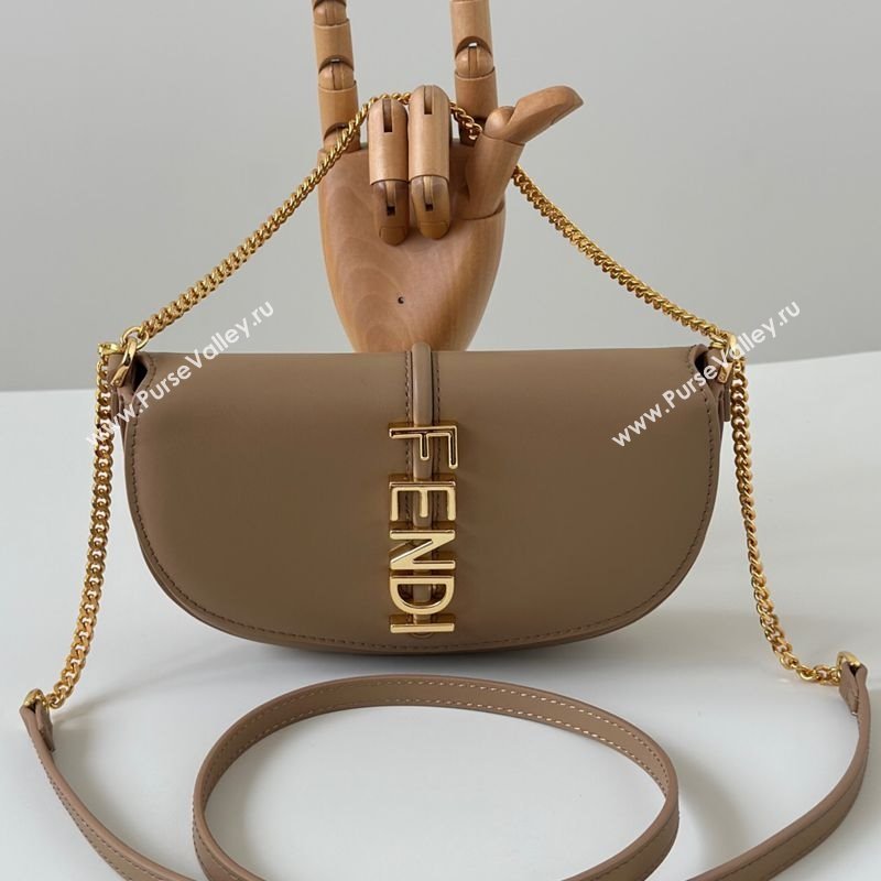 Fendi Fendigraphy Wallet on Chain Mini bag in Leather Apricot 2025 8687 (CL-250930017)