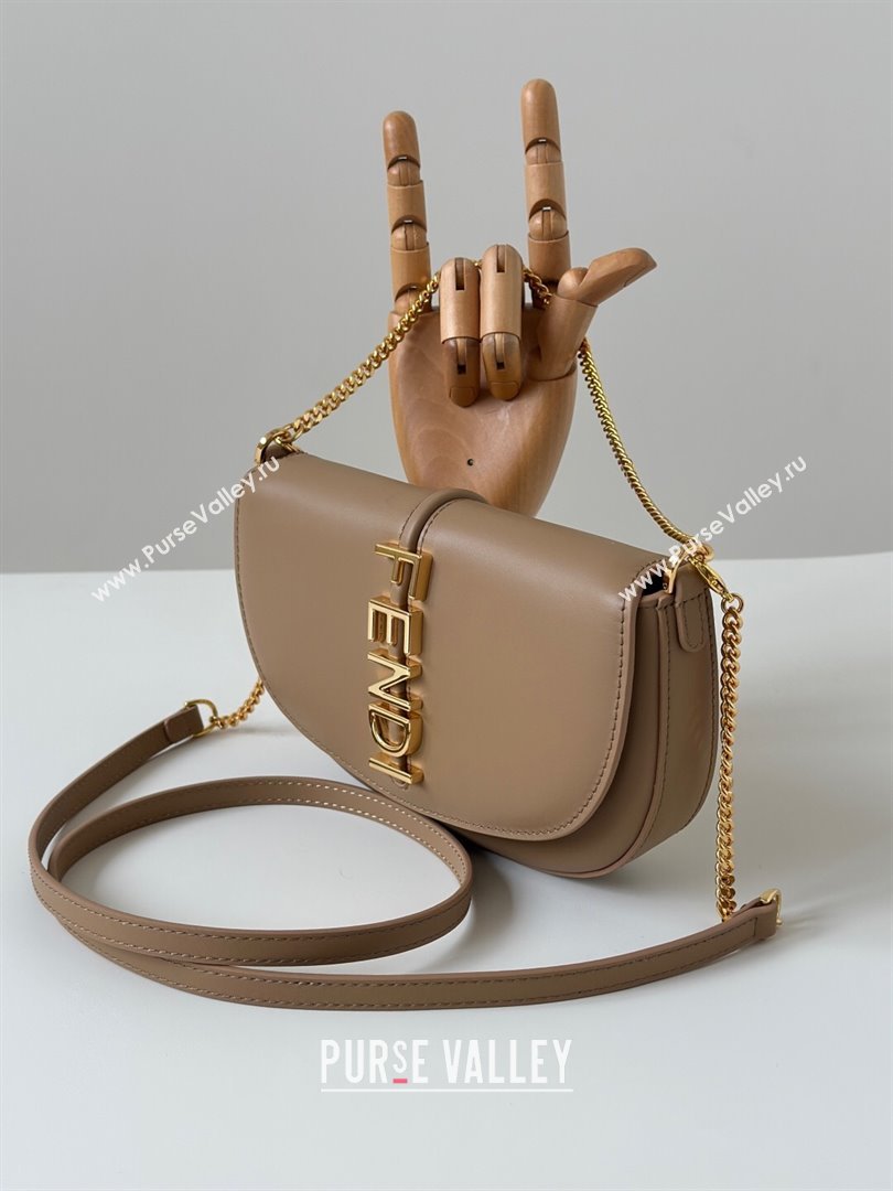 Fendi Fendigraphy Wallet on Chain Mini bag in Leather Apricot 2025 8687 (CL-250930017)