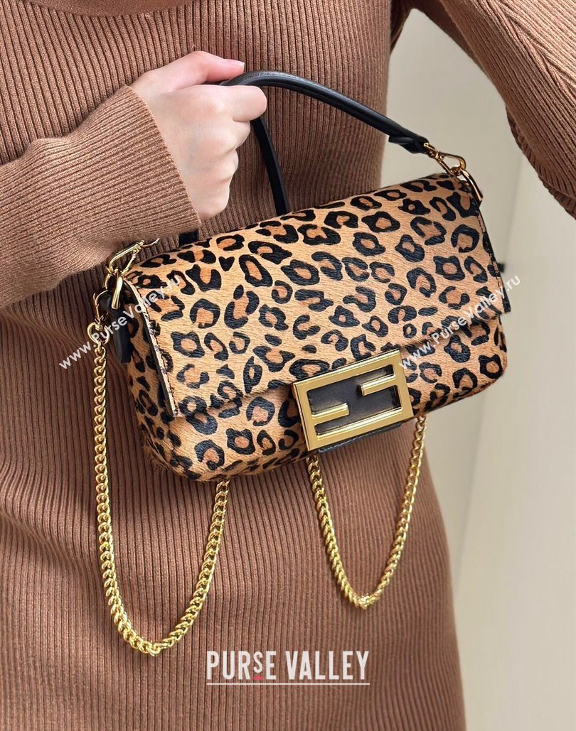 Fendi Baguette Mini Bag in Leopard Printed Mohair 2025 8691S (CL-251124001)