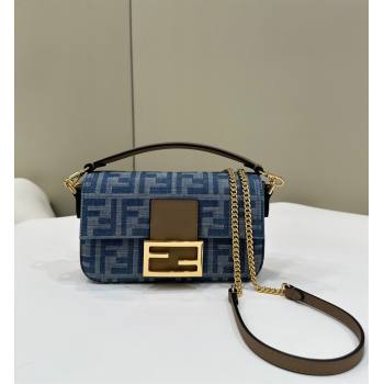 Fendi Baguette Mini bag in Light Blue FF Denim Fabric 2024 (AFEI-240624106)