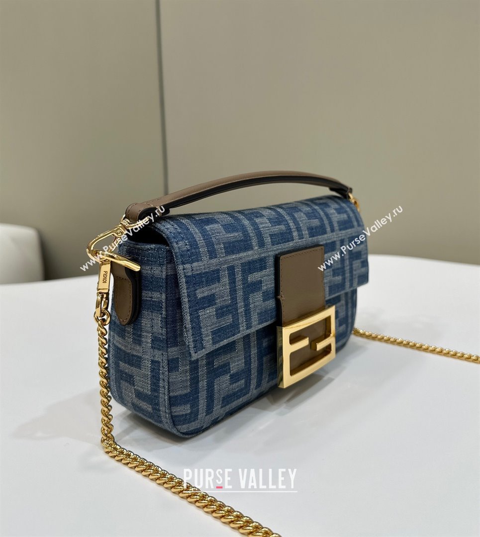 Fendi Baguette Mini bag in Light Blue FF Denim Fabric 2024 (AFEI-240624106)