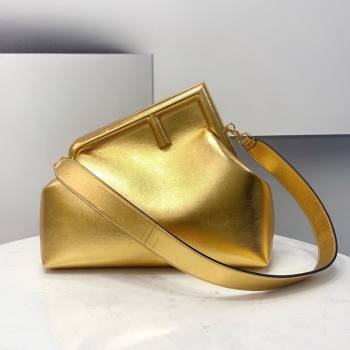 Fendi First Medium Metallic Leather Bag Gold 2021 80018L (CL-21120247)