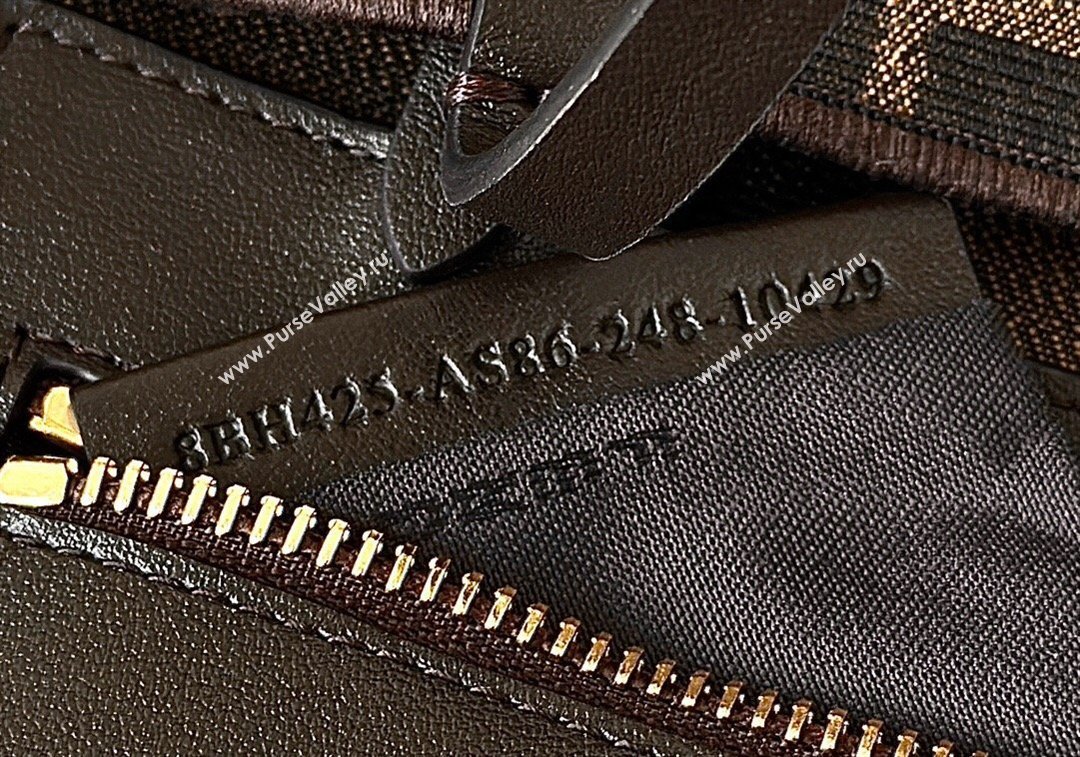 Fendi Large Roll Reversible shopper Tote Bag in Tobacco brown FF jacquard and striped Pequin fabric 2026 8661L (CL-260409098)