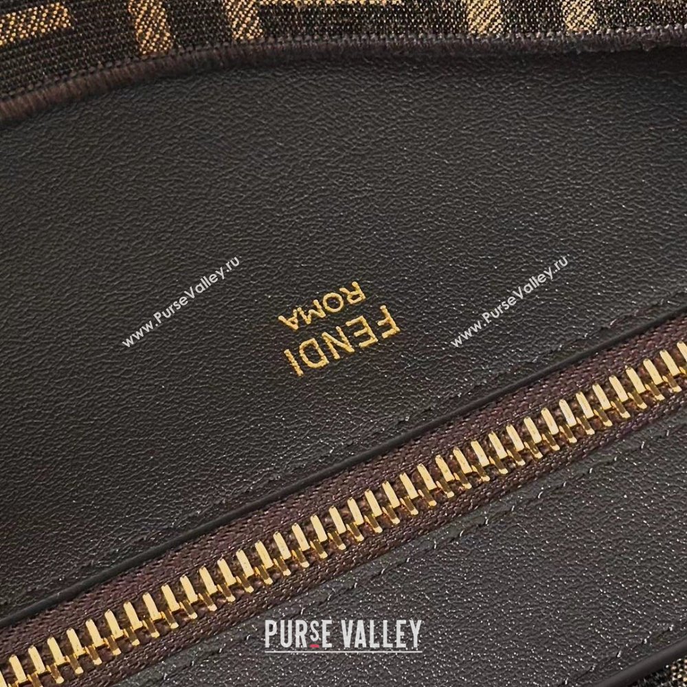 Fendi Large Roll Reversible shopper Tote Bag in Tobacco brown FF jacquard and striped Pequin fabric 2026 8661L (CL-260409098)