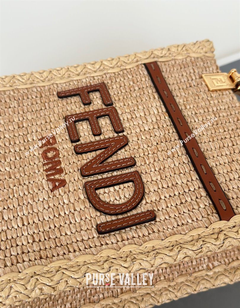 Fendi Sunshine Shopper Mini Bag in Raffia Straw Brown 2025 8621S (CL-250628037)