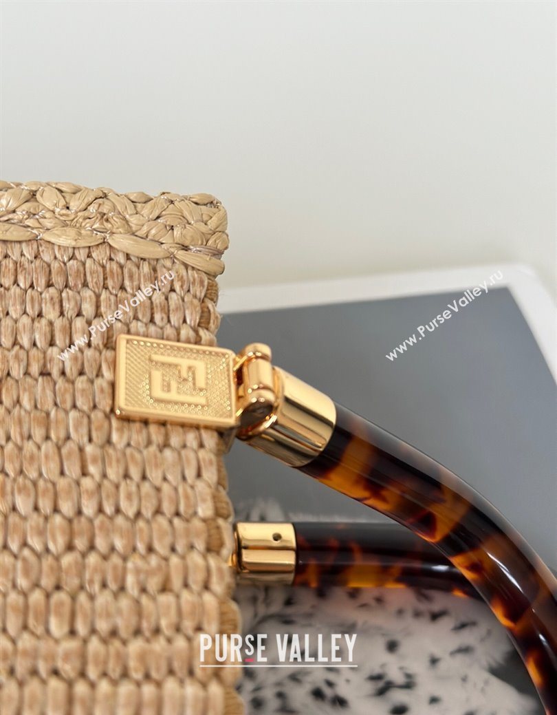 Fendi Sunshine Shopper Mini Bag in Raffia Straw Brown 2025 8621S (CL-250628037)