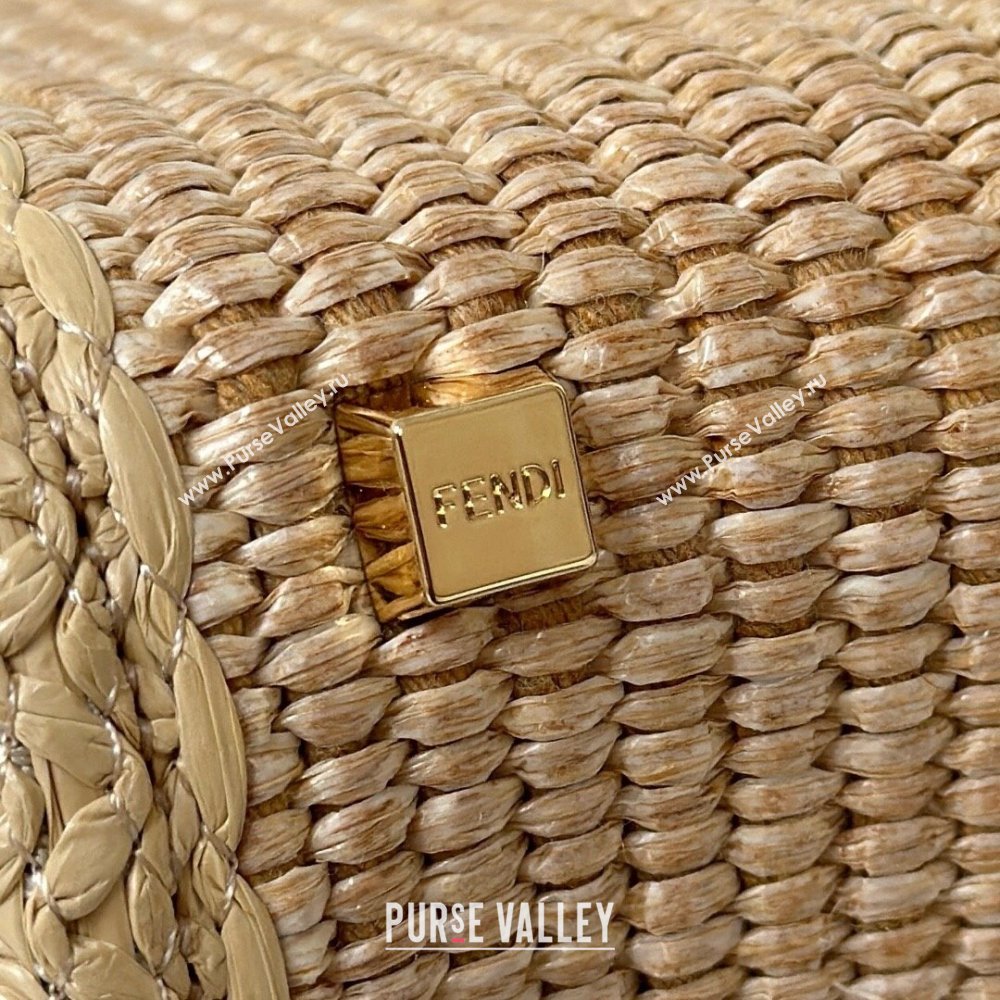 Fendi Sunshine Shopper Mini Bag in Raffia Straw Brown 2025 8621S (CL-250628037)