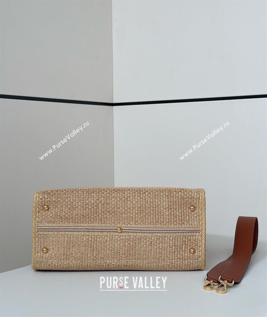 Fendi Sunshine Shopper Medium Bag in Raffia Straw Brown 2025 8621L (CL-250628038)