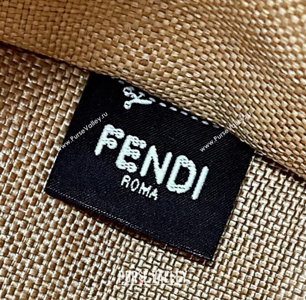 Fendi Sunshine Shopper Medium Bag in Raffia Straw Brown 2025 8621L (CL-250628038)