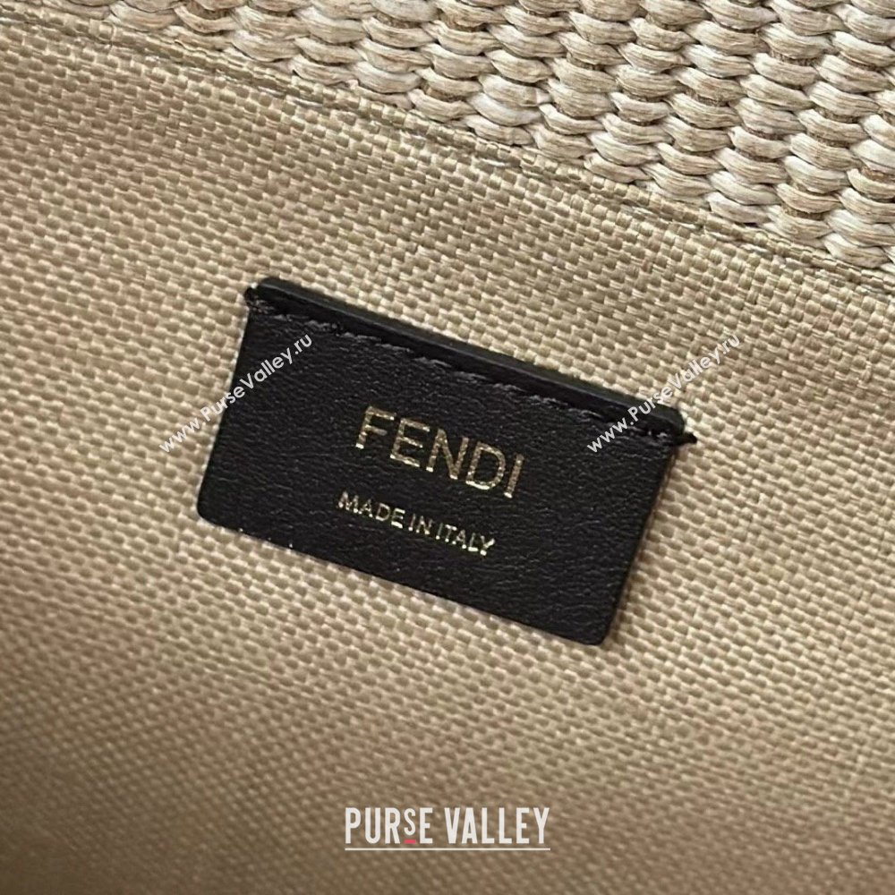 Fendi Sunshine Shopper Medium Bag in Raffia Straw Brown 2025 8621L (CL-250628038)