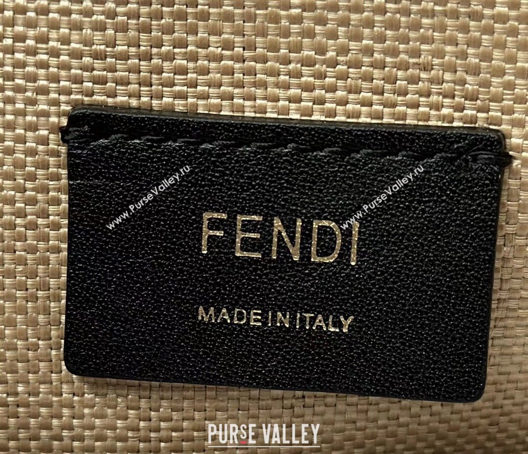 Fendi Sunshine Shopper Medium Bag in Raffia Straw Black 2025 8621L (CL-250628039)