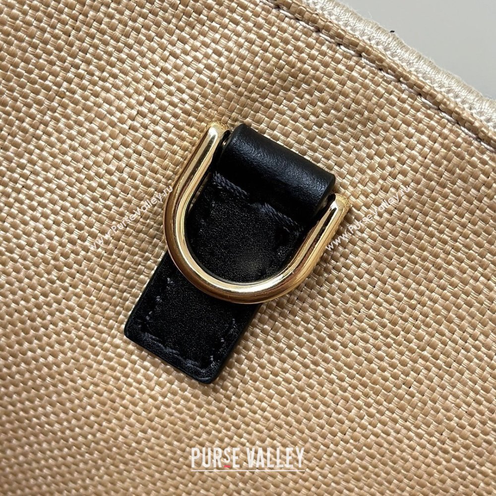 Fendi Sunshine Shopper Medium Bag in Raffia Straw Black 2025 8621L (CL-250628039)