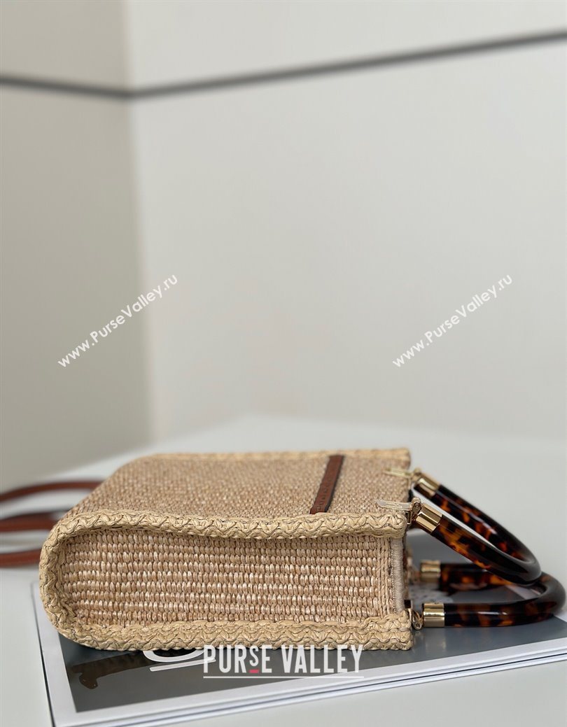 Fendi Sunshine Shopper Mini Bag in Raffia Straw Brown 2025 8621S (CL-250628037)