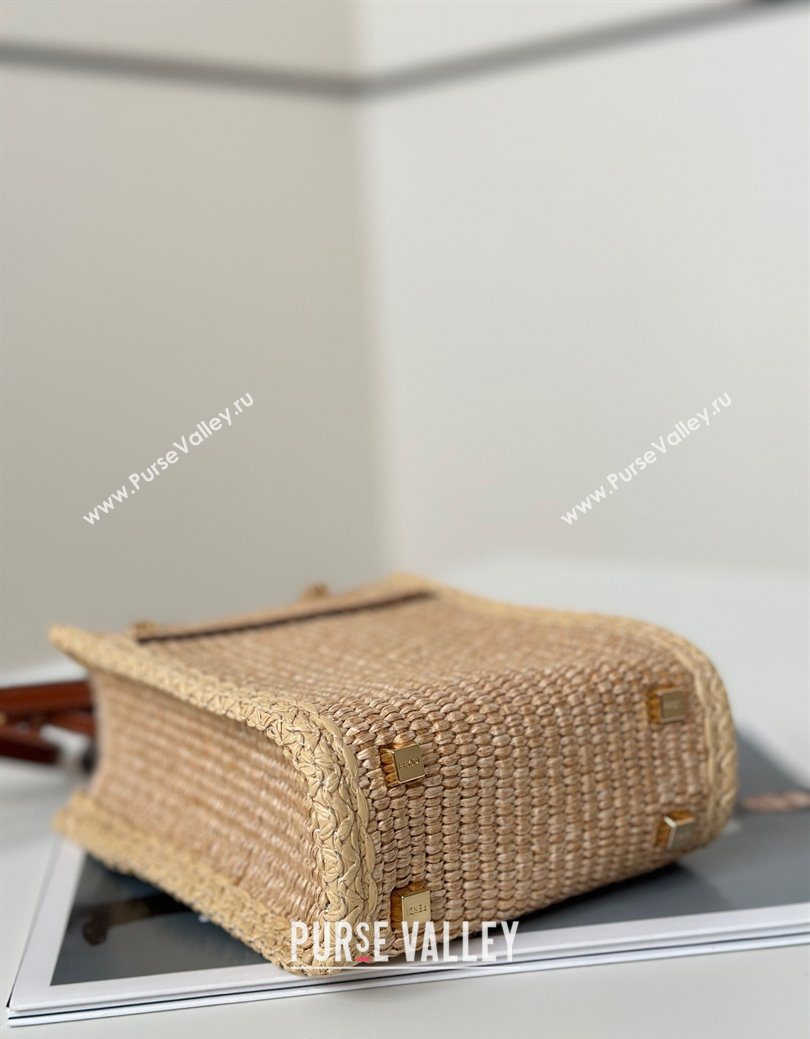 Fendi Sunshine Shopper Mini Bag in Raffia Straw Brown 2025 8621S (CL-250628037)