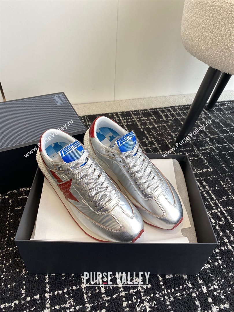 Golden Goose women’s Marathon sneakers 4.5cm with silver ripstop nylon upper and red star 2024 (KL-240105026)