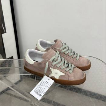 Golden Goose Super-Star Sneakers in light pink suede with white leather star and heel tab 2024 (13-241009049)